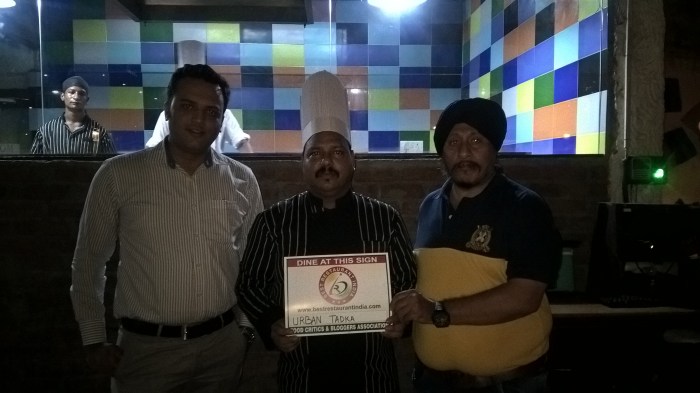 Restaurant Receiving certificate from our Chief Editor 